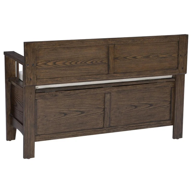 Banc de rangement d'entrée à couvercle rabattable avec coussin – Noir (similicuir) / Marron / Gris / Blanc fumé (lin), style cottage, individuel