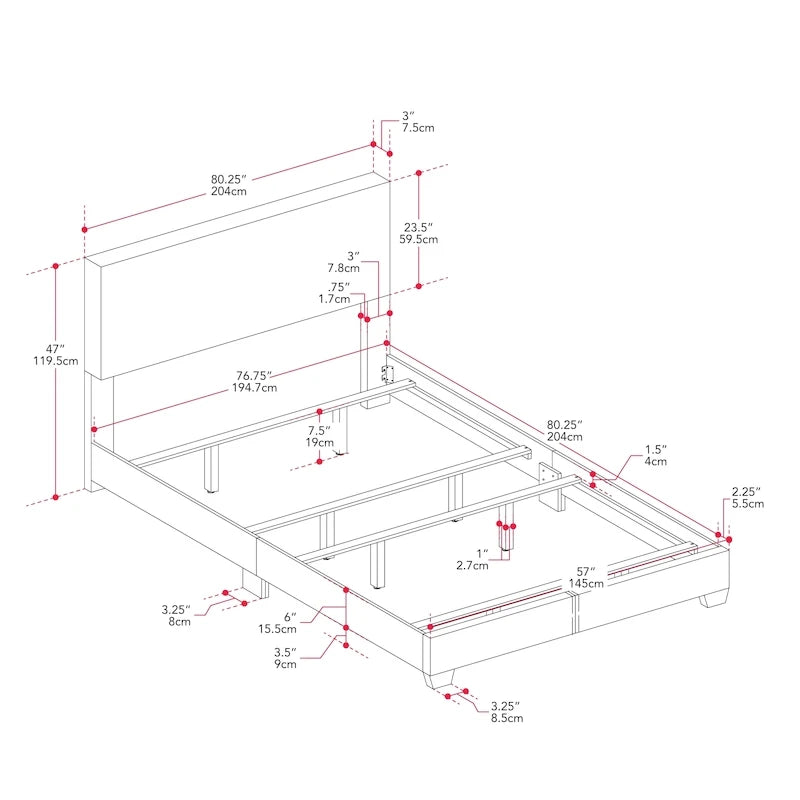 Cadre de lit king-size rembourré – Beige / Gris / Gris clair / Bleu, Style moderne, Lit simple
