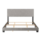 Cadre de lit king-size rembourré – Beige / Gris / Gris clair / Bleu, Style moderne, Lit simple
