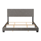 Cadre de lit king-size rembourré – Beige / Gris / Gris clair / Bleu, Style moderne, Lit simple