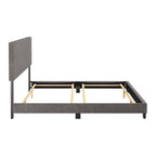 Cadre de lit king-size rembourré – Beige / Gris / Gris clair / Bleu, Style moderne, Lit simple