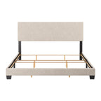 Cadre de lit king-size rembourré – Beige / Gris / Gris clair / Bleu, Style moderne, Lit simple