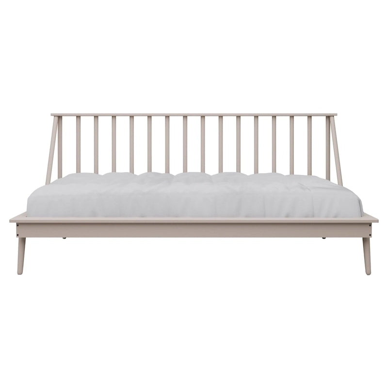 Lit de repos gigogne en bois avec fuseaux – Noir / Blanc / Chêne clair / Gris antique / Noyer, style vintage, une place