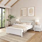 Lit plateforme Queen en pin massif – Blanc / Pacanier / Noyer, Style moderne, Simple