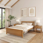 Lit plateforme Queen en pin massif – Blanc / Pacanier / Noyer, Style moderne, Simple