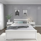 Lit plateforme Queen en pin massif – Blanc / Pacanier / Noyer, Style moderne, Simple