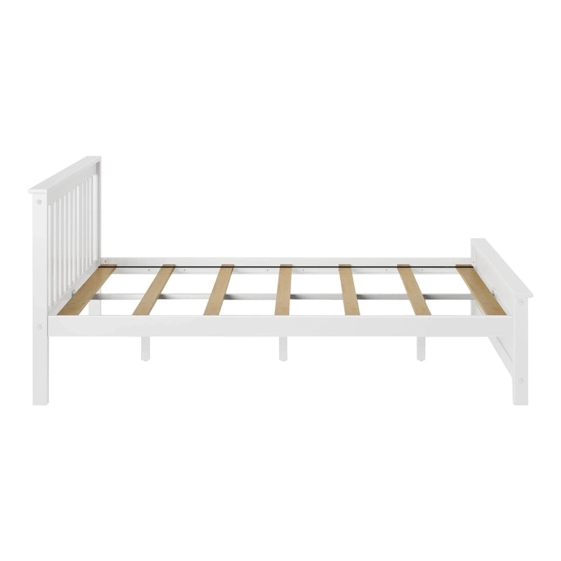 Lit plateforme Queen en pin massif – Blanc / Pacanier / Noyer, Style moderne, Simple