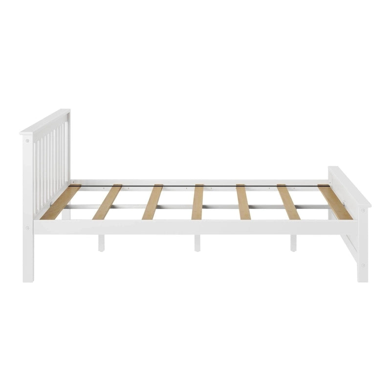 Lit plateforme Queen en pin massif – Blanc / Pacanier / Noyer, Style moderne, Simple