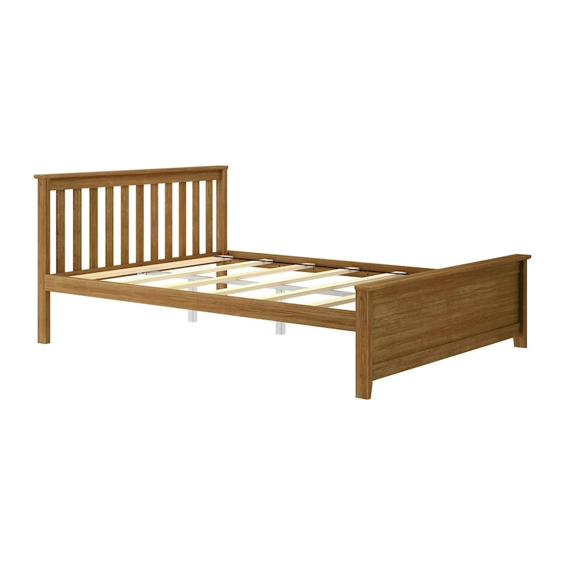 Lit plateforme Queen en pin massif – Blanc / Pacanier / Noyer, Style moderne, Simple