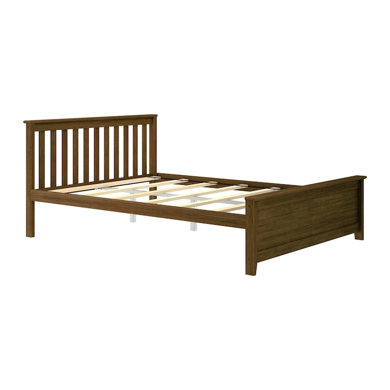 Lit plateforme Queen en pin massif – Blanc / Pacanier / Noyer, Style moderne, Simple