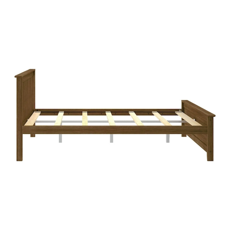 Lit plateforme Queen en pin massif – Blanc / Pacanier / Noyer, Style moderne, Simple