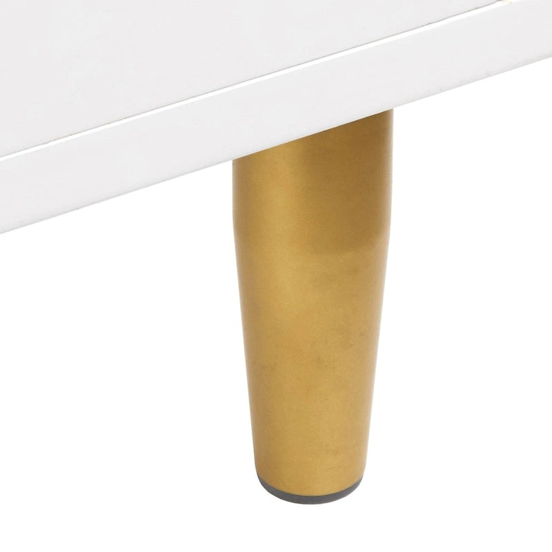 Classeur à 2 tiroirs avec pieds et poignées dorés – Blanc / Rose poudré / Gris anthracite / Noir / Bleu nuit / Vert, style moderne, simple