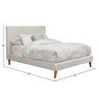 Lit plateforme rembourré en lin – Gris clair, style mi-siècle, simple