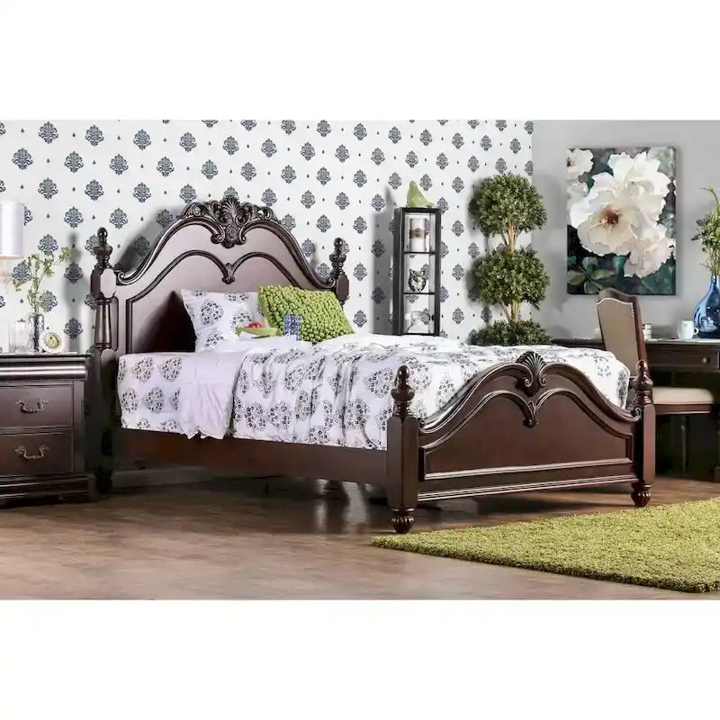 Furniture of America Diva Cherry Solid Wood Four Poster Bed