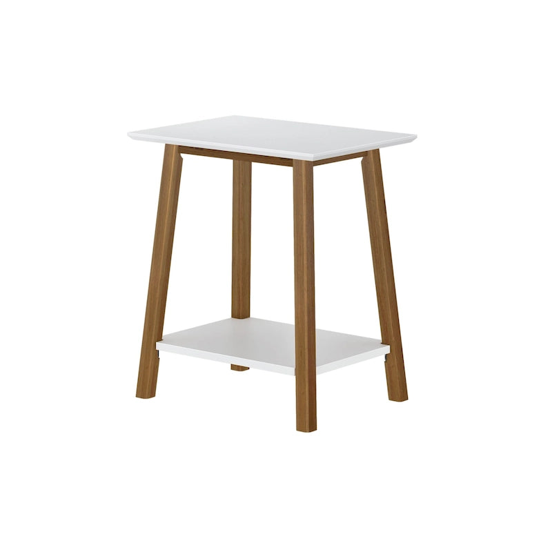 Table d'appoint en bois massif du milieu du siècle avec pieds inclinés – Noir / Blanc / Blanc/Pécan / Pécan / Blanc/Blond, Style milieu de siècle, Individuel