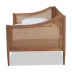 Lit de repos double en rotin synthétique – Noyer marron, style Mid-Century, simple