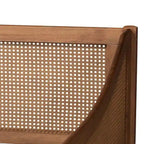 Lit de repos double en rotin synthétique – Noyer marron, style Mid-Century, simple