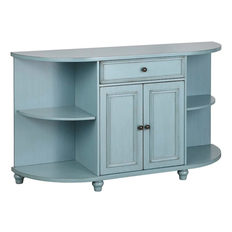 Buffet de ferme avec façade incurvée – Blanc antique / Bleu antique / Gris anthracite, Style ferme, Individuel