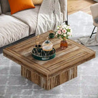 Table Basse Carrée à LED avec Lumière Réglable et Cadre en Panneau de Particules – Chêne/Noir / Blanc/Gris / Naturel/Blanc / Noir / Marron/Blanc / Chêne Marron, Style Industriel Rustique, Simple