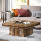 Table Basse Carrée à LED avec Lumière Réglable et Cadre en Panneau de Particules – Chêne/Noir / Blanc/Gris / Naturel/Blanc / Noir / Marron/Blanc / Chêne Marron, Style Industriel Rustique, Simple