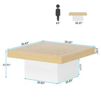 Table Basse Carrée à LED avec Lumière Réglable et Cadre en Panneau de Particules – Chêne/Noir / Blanc/Gris / Naturel/Blanc / Noir / Marron/Blanc / Chêne Marron, Style Industriel Rustique, Simple