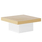 Table Basse Carrée à LED avec Lumière Réglable et Cadre en Panneau de Particules – Chêne/Noir / Blanc/Gris / Naturel/Blanc / Noir / Marron/Blanc / Chêne Marron, Style Industriel Rustique, Simple