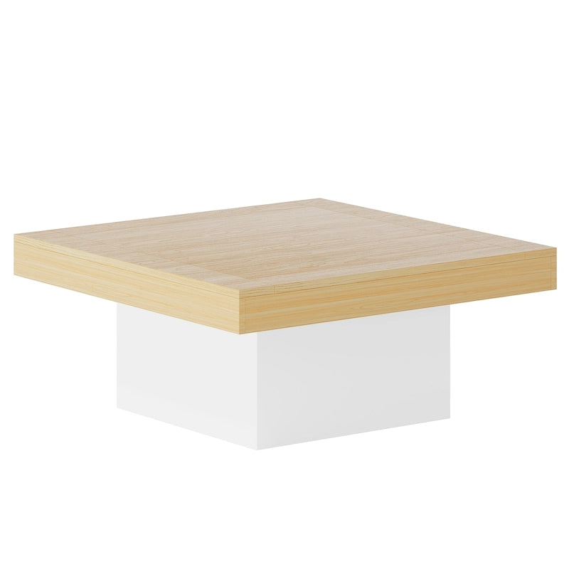 Table Basse Carrée à LED avec Lumière Réglable et Cadre en Panneau de Particules – Chêne/Noir / Blanc/Gris / Naturel/Blanc / Noir / Marron/Blanc / Chêne Marron, Style Industriel Rustique, Simple