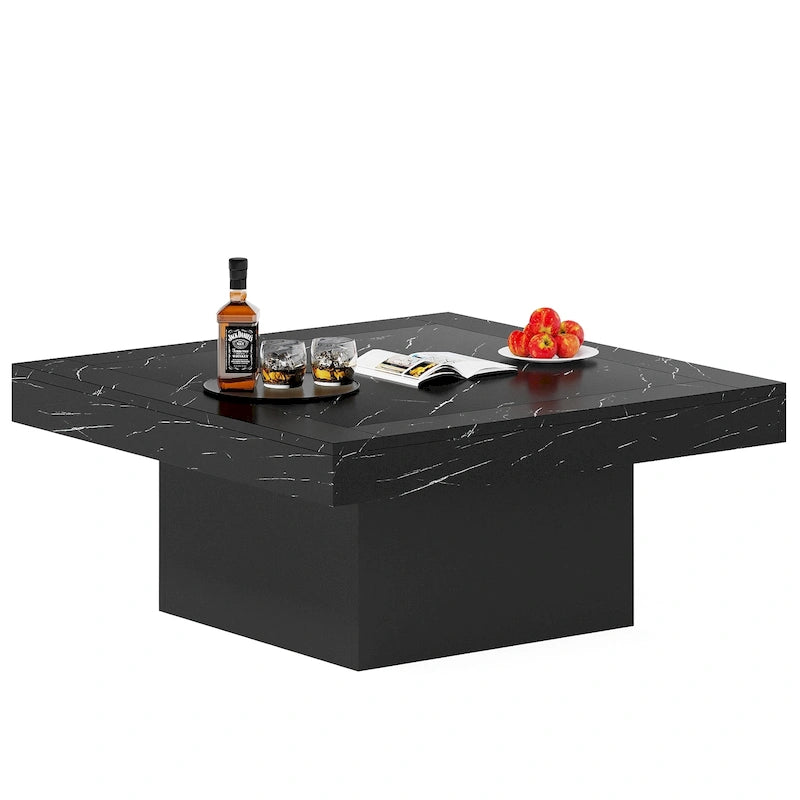 Table Basse Carrée à LED avec Lumière Réglable et Cadre en Panneau de Particules – Chêne/Noir / Blanc/Gris / Naturel/Blanc / Noir / Marron/Blanc / Chêne Marron, Style Industriel Rustique, Simple