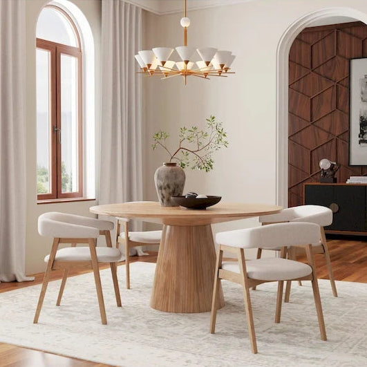 Cove Round Solid Wood Dining Table, Natural
