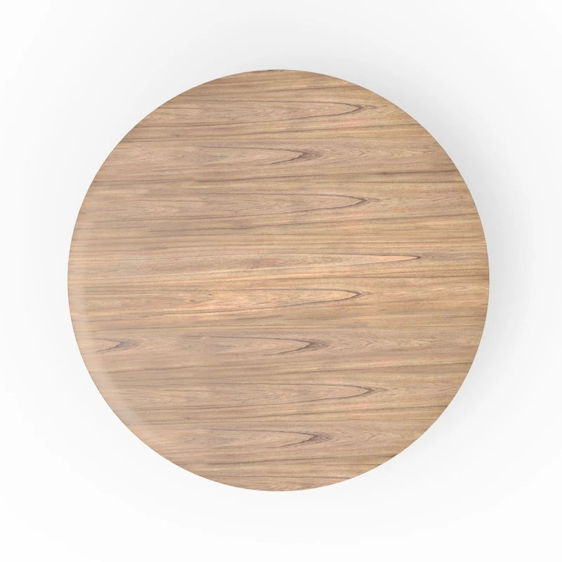 Table à manger ronde 59" en bois massif avec pied conique – Naturel, style Mid-Century, 4-6 personnes