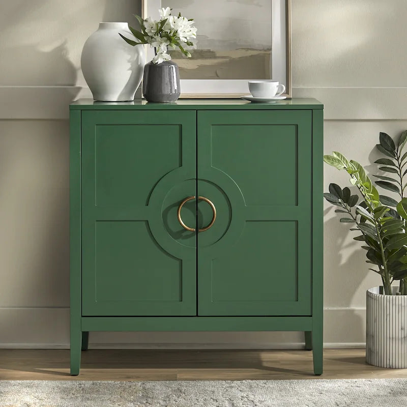 Meuble console 2 portes avec étagère réglable – Indigo / Noir / Blanc / Rose magenta / Vert jade, style transitionnel, simple