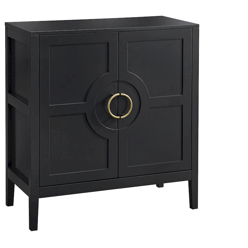 Meuble console 2 portes avec étagère réglable – Indigo / Noir / Blanc / Rose magenta / Vert jade, style transitionnel, simple