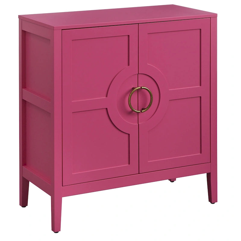 Meuble console 2 portes avec étagère réglable – Indigo / Noir / Blanc / Rose magenta / Vert jade, style transitionnel, simple