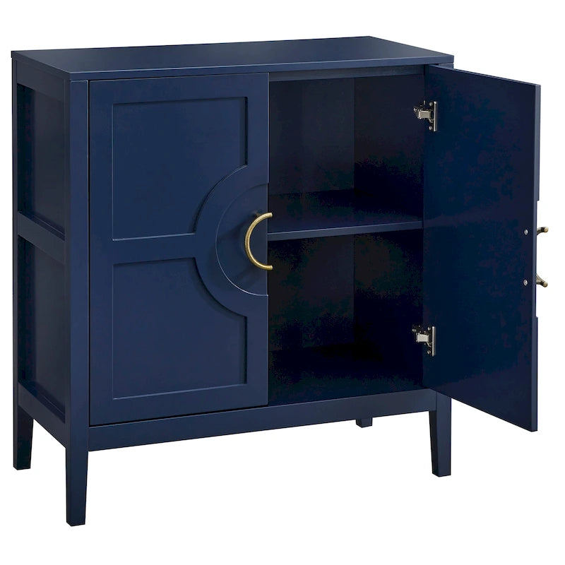 Meuble console 2 portes avec étagère réglable – Indigo / Noir / Blanc / Rose magenta / Vert jade, style transitionnel, simple