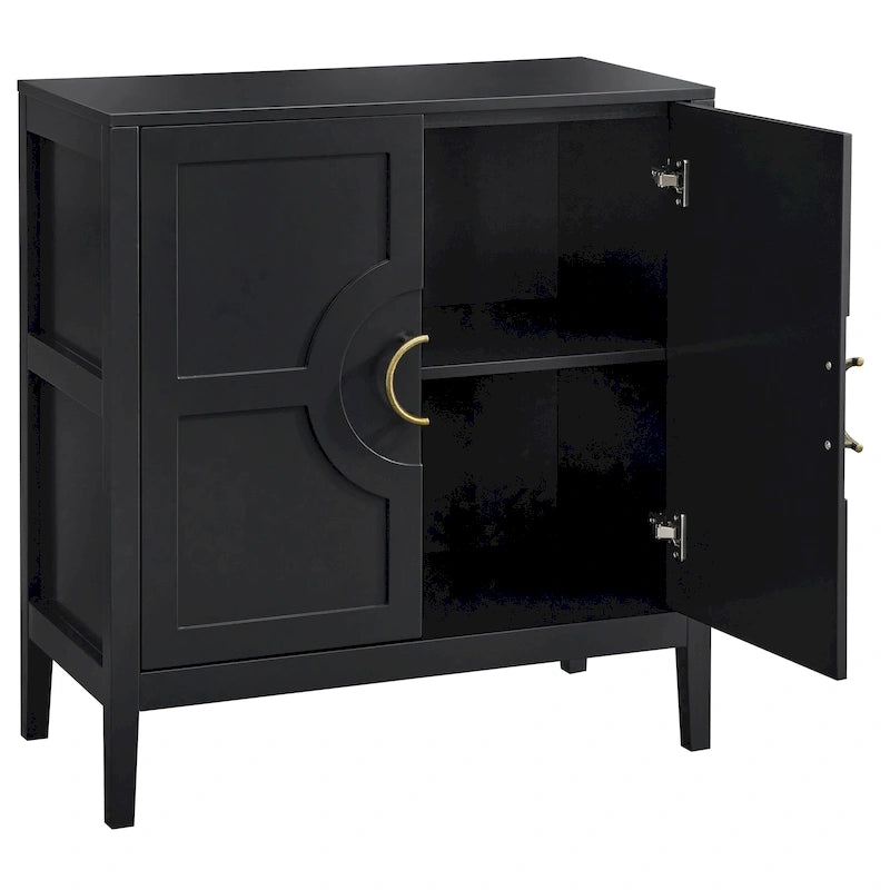 Meuble console 2 portes avec étagère réglable – Indigo / Noir / Blanc / Rose magenta / Vert jade, style transitionnel, simple