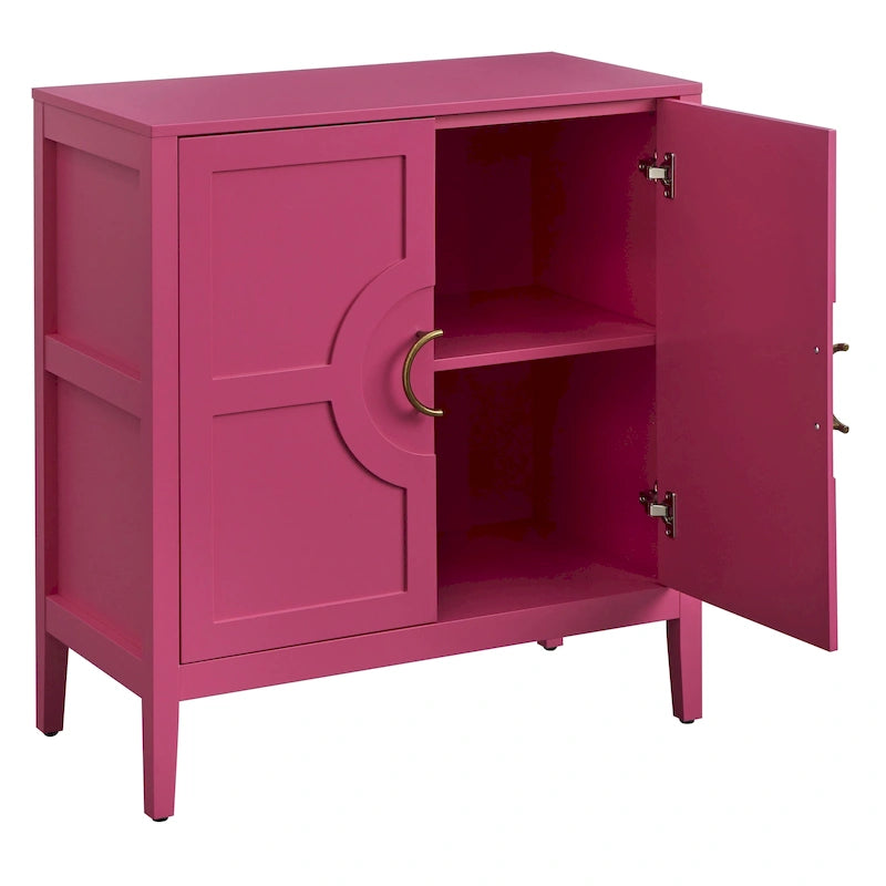 Meuble console 2 portes avec étagère réglable – Indigo / Noir / Blanc / Rose magenta / Vert jade, style transitionnel, simple