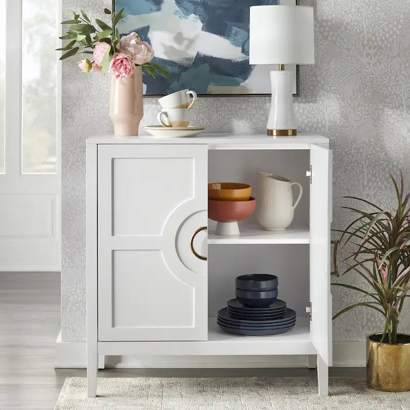 Meuble console 2 portes avec étagère réglable – Indigo / Noir / Blanc / Rose magenta / Vert jade, style transitionnel, simple