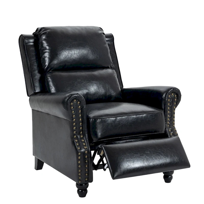 Fauteuil inclinable à pousser – Gris / Bleu marine / Noir, Similicuir, Individuel