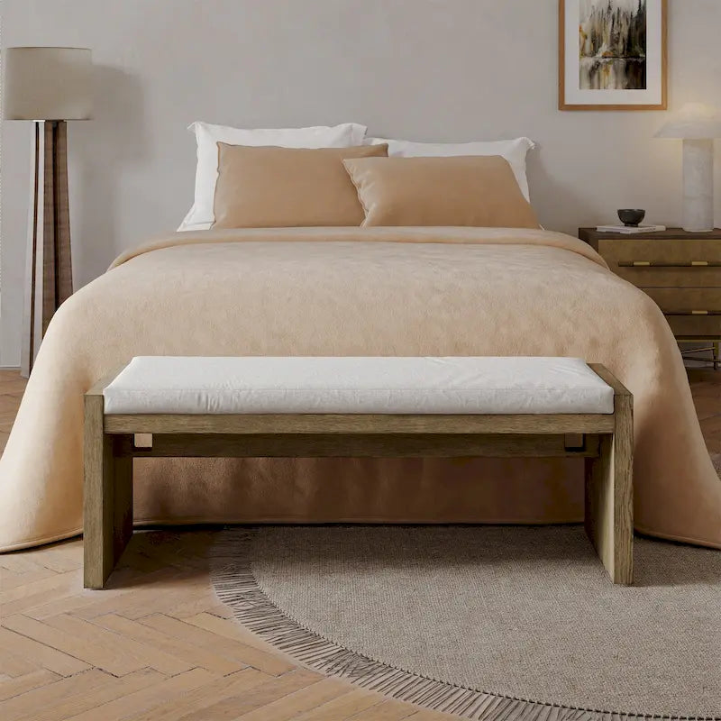 Banc de salle à manger capitonné – Marron, Style transitionnel, Simple