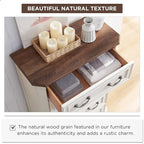 Commode 5 tiroirs – Blanc antique / Chêne rustique / Bois de grange, style rustique, individuelle