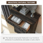 Commode 5 tiroirs – Blanc antique / Chêne rustique / Bois de grange, style rustique, individuelle