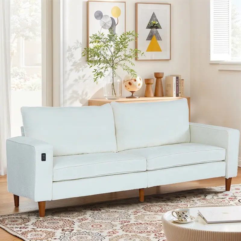 Causeuse touffetée en chenille – Beige / Noir / Vert / Caramel / Jaune / Gris / Bleu / Marron, Style moderne, 2-3 personnes