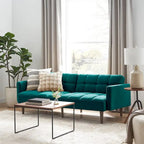 Convertible Futon Sofa Sleeper – Deep Teal / Antique Gold / Dark Grey / Old Rosa / Classic Blue / Deep Blue / Light Grey / Mustard Olive / Midnight Black / Cloud Gray / Pecan Brown / Sage Green / Pearl White Boucle, Mid-Century Style, 3-Person