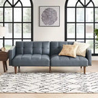 Convertible Futon Sofa Sleeper – Deep Teal / Antique Gold / Dark Grey / Old Rosa / Classic Blue / Deep Blue / Light Grey / Mustard Olive / Midnight Black / Cloud Gray / Pecan Brown / Sage Green / Pearl White Boucle, Mid-Century Style, 3-Person