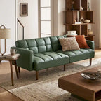 Convertible Futon Sofa Sleeper – Deep Teal / Antique Gold / Dark Grey / Old Rosa / Classic Blue / Deep Blue / Light Grey / Mustard Olive / Midnight Black / Cloud Gray / Pecan Brown / Sage Green / Pearl White Boucle, Mid-Century Style, 3-Person