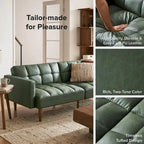 Convertible Futon Sofa Sleeper – Deep Teal / Antique Gold / Dark Grey / Old Rosa / Classic Blue / Deep Blue / Light Grey / Mustard Olive / Midnight Black / Cloud Gray / Pecan Brown / Sage Green / Pearl White Boucle, Mid-Century Style, 3-Person