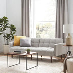 Convertible Futon Sofa Sleeper – Deep Teal / Antique Gold / Dark Grey / Old Rosa / Classic Blue / Deep Blue / Light Grey / Mustard Olive / Midnight Black / Cloud Gray / Pecan Brown / Sage Green / Pearl White Boucle, Mid-Century Style, 3-Person