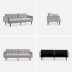 Convertible Futon Sofa Sleeper – Deep Teal / Antique Gold / Dark Grey / Old Rosa / Classic Blue / Deep Blue / Light Grey / Mustard Olive / Midnight Black / Cloud Gray / Pecan Brown / Sage Green / Pearl White Boucle, Mid-Century Style, 3-Person