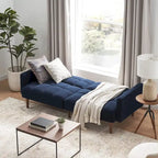 Convertible Futon Sofa Sleeper – Deep Teal / Antique Gold / Dark Grey / Old Rosa / Classic Blue / Deep Blue / Light Grey / Mustard Olive / Midnight Black / Cloud Gray / Pecan Brown / Sage Green / Pearl White Boucle, Mid-Century Style, 3-Person