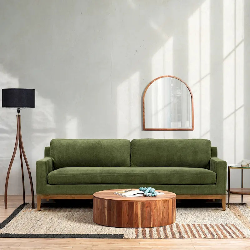 Poly & Bark Zyon 90 Sofa in Distressed Green Velvet